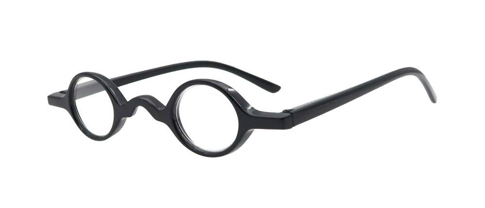 Loovit Small Round Retro Reading Glasses Mens Womens Spring Hinge Readers (One pair/Black, 1.0)