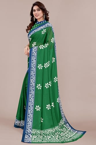 Image of MIRCHI FASHION Saree for Woman Chiffon Batik Printed | Lightweight Daily Wear Women's Office Sari with Blouse Piece (Available in 40 Colours)