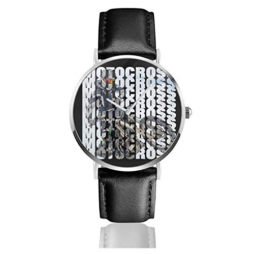 Lederuhr Supercross Motocross Sport Dirt Biker Motorrad Unisex Klassisch Casual Mode Quarz Uhr Edelstahl Uhr mit Lederband