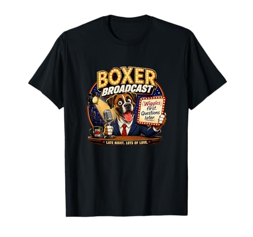Boxer Broadcast Late Night Talk Show Host Dog T-Shirt