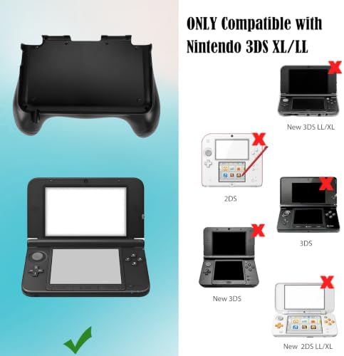 JDGPOKOO 5 in 1 Accessories Kit for Nintendo 3DS XL/LL, Carrying Case for 3DS XL/LL, Hand Grip, 2 Set Screen Protectors and Charging Cable Compatible with Nintendo 3DS XL/LL ONLY - 5
