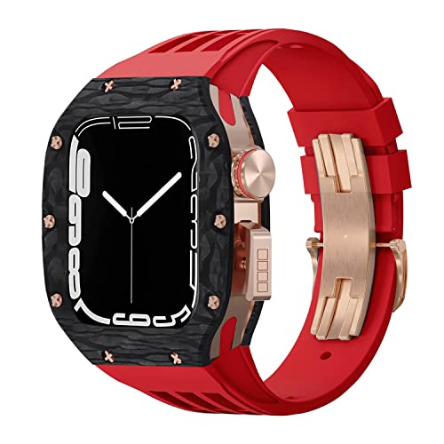 Boîtier Apple Watch 45mm antichoc en fibre de carbone et bracelet résistant en caoutchouc