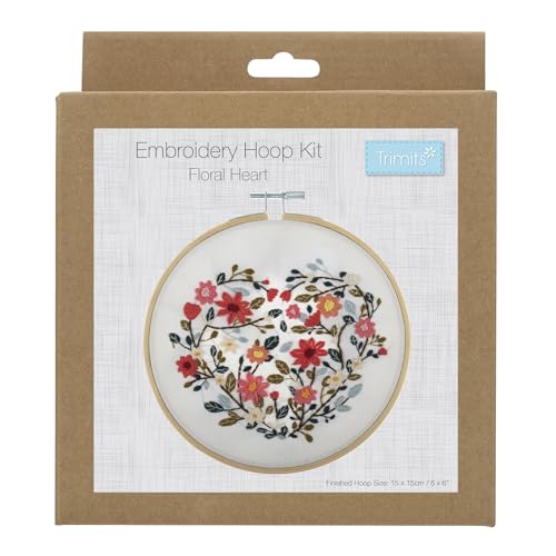 Trimits Embroidery Hoop Kits, 15cm 6” Beginner Starter Set, Includes Bamboo Hoop Threads Cloth Needle Backing & Instructions - Image 2