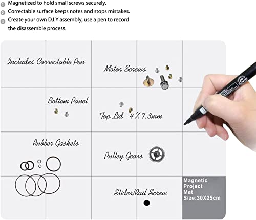 Magnetic Project Mat Showpin Large Size Small Parts Work Mat Peg Board With A Board Marker - Preventing The Small Screws From Getting Lost And Unorganized - 9.8X11.8 Inches #TOP2