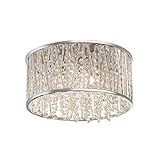 3-Light Polished Chrome and Crystal Flushmount