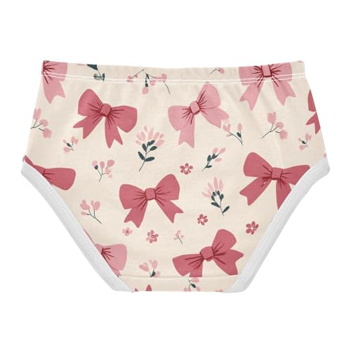Wusikd Cute Pink Bows Floral Girls' Underwear Cotton Girls Briefs Soft Toddler Underwear 2T2