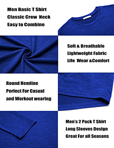 COOFANDY Men 2 Pack Muscle Fitted T Shirt Gym Workout Athletic Long Sleeves Tee