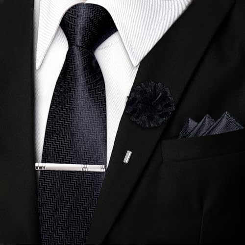 Image of DiBanGu Silk Zipper Ties for Men, Formal Pre-tied Necktie | Adjustable Tie,6PCS,Various Design Styles,Jacquard Woven,Skin-friendly,Practical Gift,Great for Wedding Party,Business Formal
