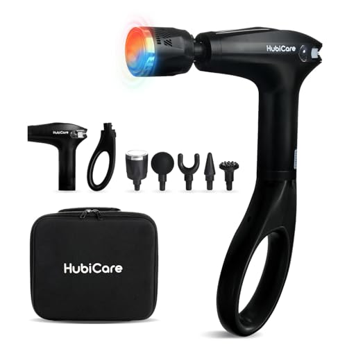 HubiCare Heat and Cool Massage Gun with Upgraded Extension Handle, Percussion Massage Gun Deep Tissue, Muscle Back Massagers Handheld, Portable for Pain Relief, LED Display