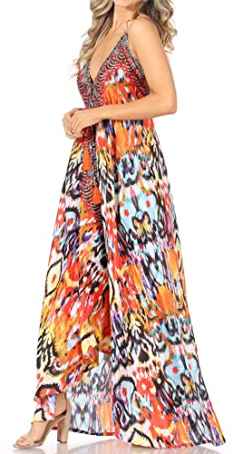 Image of Sakkas Lizi Womens Maxi High-Low Halter Handkerchief Long Dress Beach Party