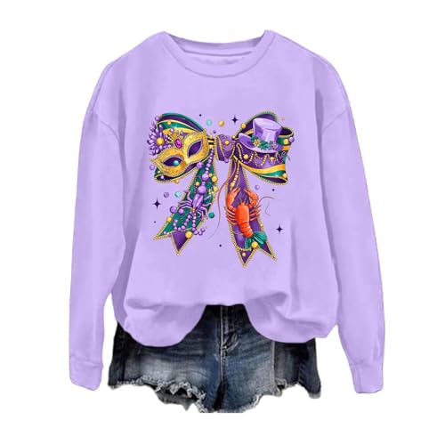 Women's Trendy Pullover Hoodie Letter Print Round Neck Top For Fall & Winter Funnel Pullover Women (D-Purple, XL)