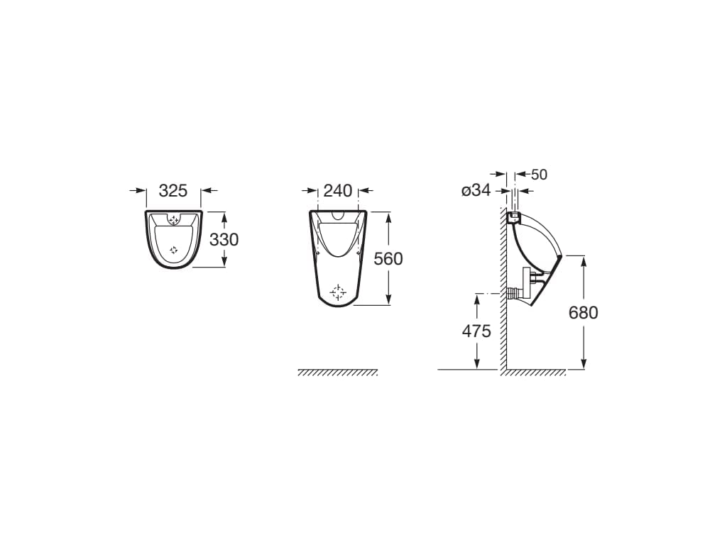Roca,Chic,Urinario de porcelana con entrada de agua superior,Blanco,325mm x 330mm x 560mm,A35945L000
