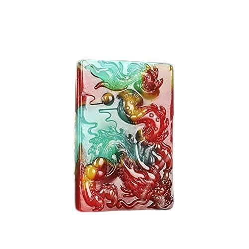 UZKWYKYC esculpido de jade, amuleto Amuleto de la suerte tallado, dragón de Jade de color Natural, joyería tallada a mano china, accesorios de moda, amuleto for hombres y mujeres, regalos