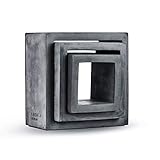 Regalgrößen (B x H x T): 15 x 15 x 12 cm (klein), 20 x 20 x 12 cm (mittel), 25 x 25 x 12 cm (groß)