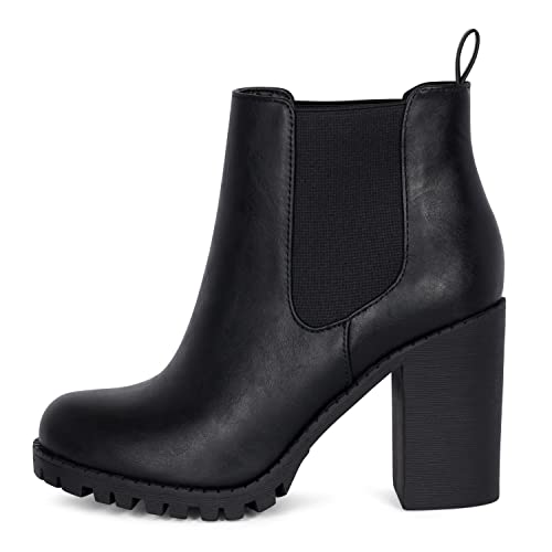 JADE Ankle Boot w/Lug Sole Elastic Gore and Chunky Heel