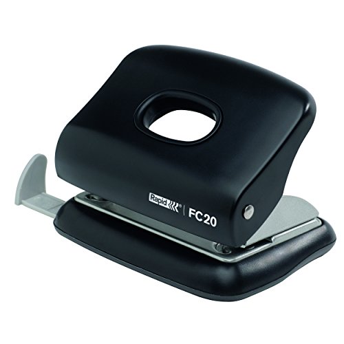 Rapid 23256400 Fashion FC20 Hole Punch, Bar with Format Markings, Metal, Black, Guide 20 Sheets