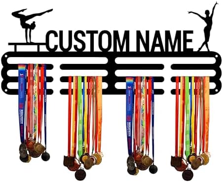 Personalized Metal Gymnastics Medal Hanger Holder Display Rack for Awards Ribbons With Led Light- Custom Sports Medal Holder for Wall,Medal Hanger Display Award Rack With Boy Girl Kid's Name — view 5