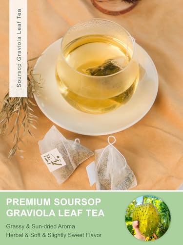 Image of TeeLux Soursop Graviola Leaf Tea Bags, Natural Soursop Leaves Tea, Mild & Smooth Taste, Caffeine Free, 50 Count