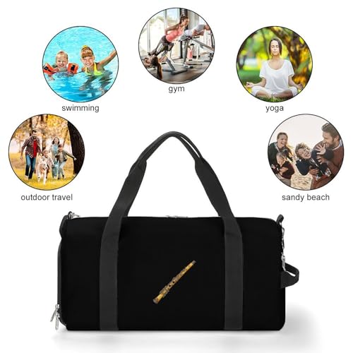 Funny Flute Gym Bag Travel Duffel Bag Sports Tote Bag Workout Bag Weekender Bag for Women Men 7