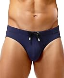 Casey Kevin Men's Swim Briefs Solid Striped Texture Sexy Swimsuit Stretch Bikini Swimwear Beach Bottom Trunks...