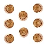 Perilla Home Set of 8 Round Wooden knob Brushed Contemporary Cabinet Hardware Finger Pull Kitchen Cupboard Metal Door Dresser Wardrobe and Drawers Pull (White & Brown)