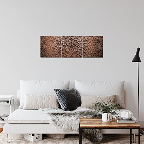 Bilder Mandala 3 Teilig Bild auf Vlies Leinwand Deko Wohnzimmer 90 x 30 cm Ornamente Beige Braun 101234c – Bild 6