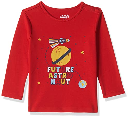 Image of Amazon Brand - Jam & Honey Baby Boy's and Girls Full Sleeves T-Shirt | 100% Cotton Printed Regular Fit Unisex T-Shirts | New Born Baby Clothes - 0 to 24 Months
