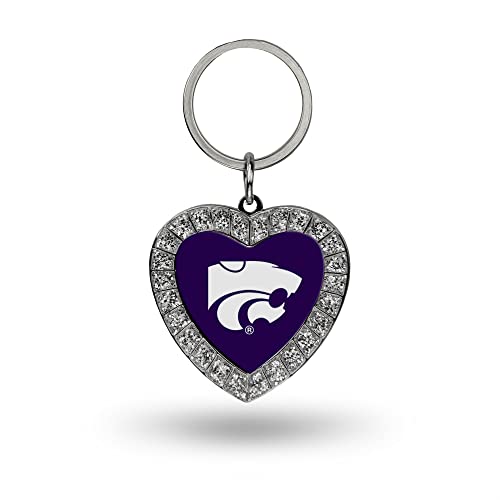 Rico Industries NCAA Kansas State Wildcats Bling Heart Key Chain Rhinestone Heart Keychain
