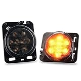 Smoke Lens LED Side Marker Front Fender Amber Turn Signal Parking Lights for Jeep Wrangler 2007-2017