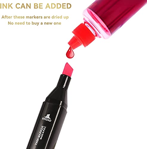 Wellokb Alcohol Based Marker With Case, 80 Colors Dual Brush Tip Permanent Art Markers For Book Painting Card Making Coloring Illustrations Sketch, Christmas Gift For Adults Kids 8-12 thumb #6