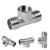 KJBDQQH Valvola A Connettore T in Acciaio Inossidabile Raccordo for Tubo a T a 3 Vie filettato BSP Maschio++Femmina 1/4" 1/2" 3/4" 1" 1-1/4" 1-1/2" per Applicazioni all'aperto(M x F x M,1/4")