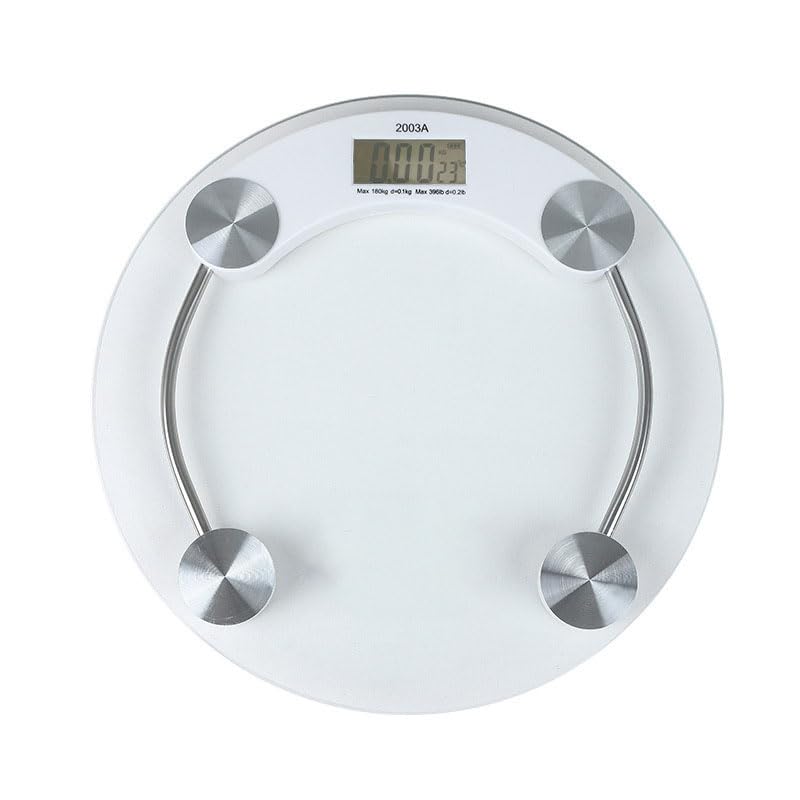 LCD Electronic Weighing Scale 180kg Glass Digital Body Weight Portable 33cm Diameter Home Bathroom Body Scales