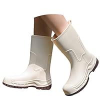 UK 6 Women's Mid Calf Wellies Wellington Boots Short Half Leg Boots Festival Wellies Dog Walking Ladies Mid Calf Welly Outdoor Waterproof Rain Boot for Gardening, Farming, Camping Beige