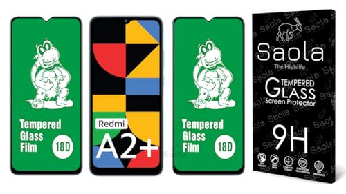 Image of Saola 18D Tempered Glass With Inbuilt AirBag Borders For Xiaomi Redmi A2+ (A2 Plus) (Pack Of 2) with Free Installation Kit. Full screen Coverage - 6.71 inch