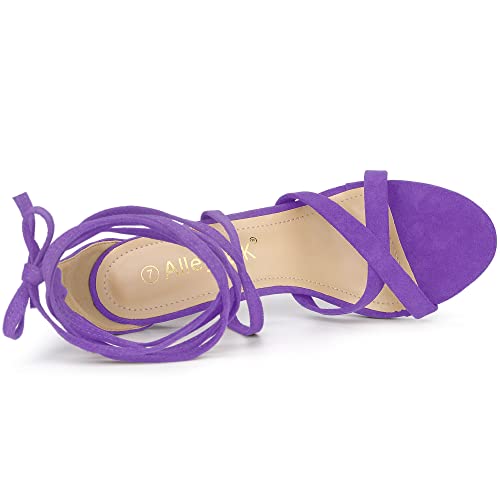 Allegra K Allegra K Women's Lace Up Heels Stiletto High Purple Heel Sandals 8.5 M US