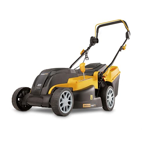 Powerplus Elektrischer Rasenmäher POWXG6251-1600 W und 380 mm Ø, Rasenmäher, Gartengerät, mit Grasaufnahme, Mulchen und Heckauswurf