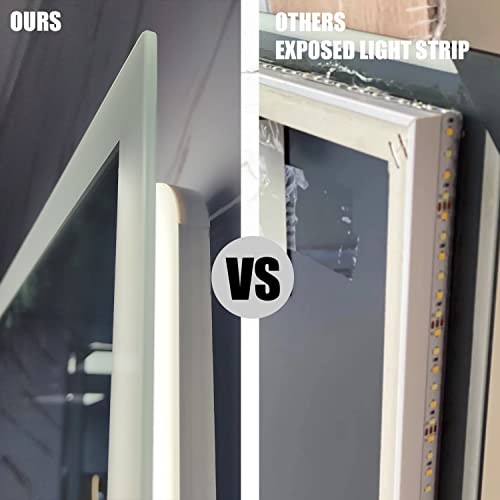 KAASUNES 32" x 24" Inch LED Bathroom Wall-Mounted Backlit Vanity Mirror High Lumen Anti-Fog Waterproof Horizontal Installation with Touch Switch