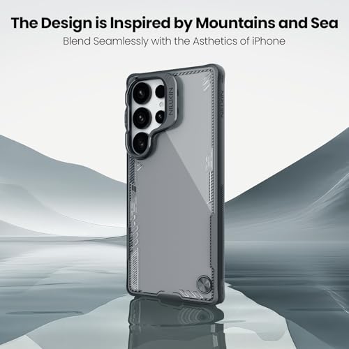 Image of Nillkin Magnetic for Galaxy S25 Ultra Clear Case with Stand, Compatible with Magsafe, Never Yellow & Biodegradable Material, Translucent Case with Kickstand (Black, S25 Ultra with Stand)