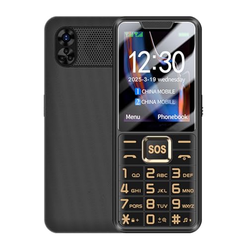 YUEHISY Téléphone Portable 4G pour Les Seniors, Gros Boutons SOS Clé d'urgence avec Affichage de 2,6 Pouces, Double Sim, Lampe de Poche, Haut-Parleur Bruyant, 2500mAh (Black)