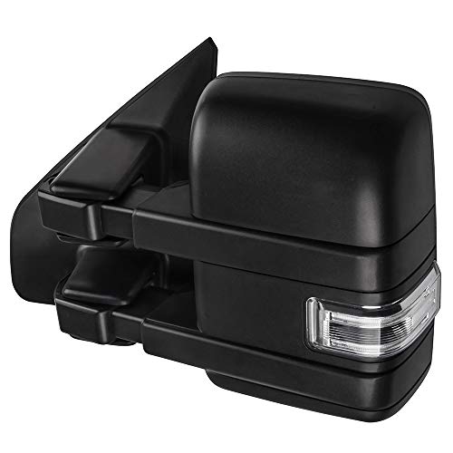 Feiparts Tow Mirrors Towing Mirrors Fit For 2004-2014 For Ford For F-150 Pickup Truck Towing Mirrors With Left Right Side Turn Signal Indicator Power Adjusted Heated Puddle Light With Black Housing #TOP3