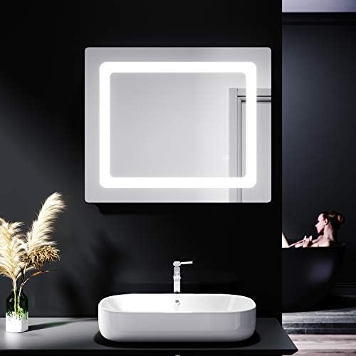 ELEGANT 500 x 700mm LED Illuminated Bathroom Mirror with Shaver Socket Demister Pad Wall Mounted Single Touch Sensor IP44 Smart Modern Bathroom Vanity Mirror