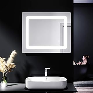 ELEGANT 500 x 700mm LED Illuminated Bathroom Mirror with Shaver Socket Demister Pad Wall Mounted Single Touch Sensor IP44 Smart Modern Bathroom Vanity Mirror