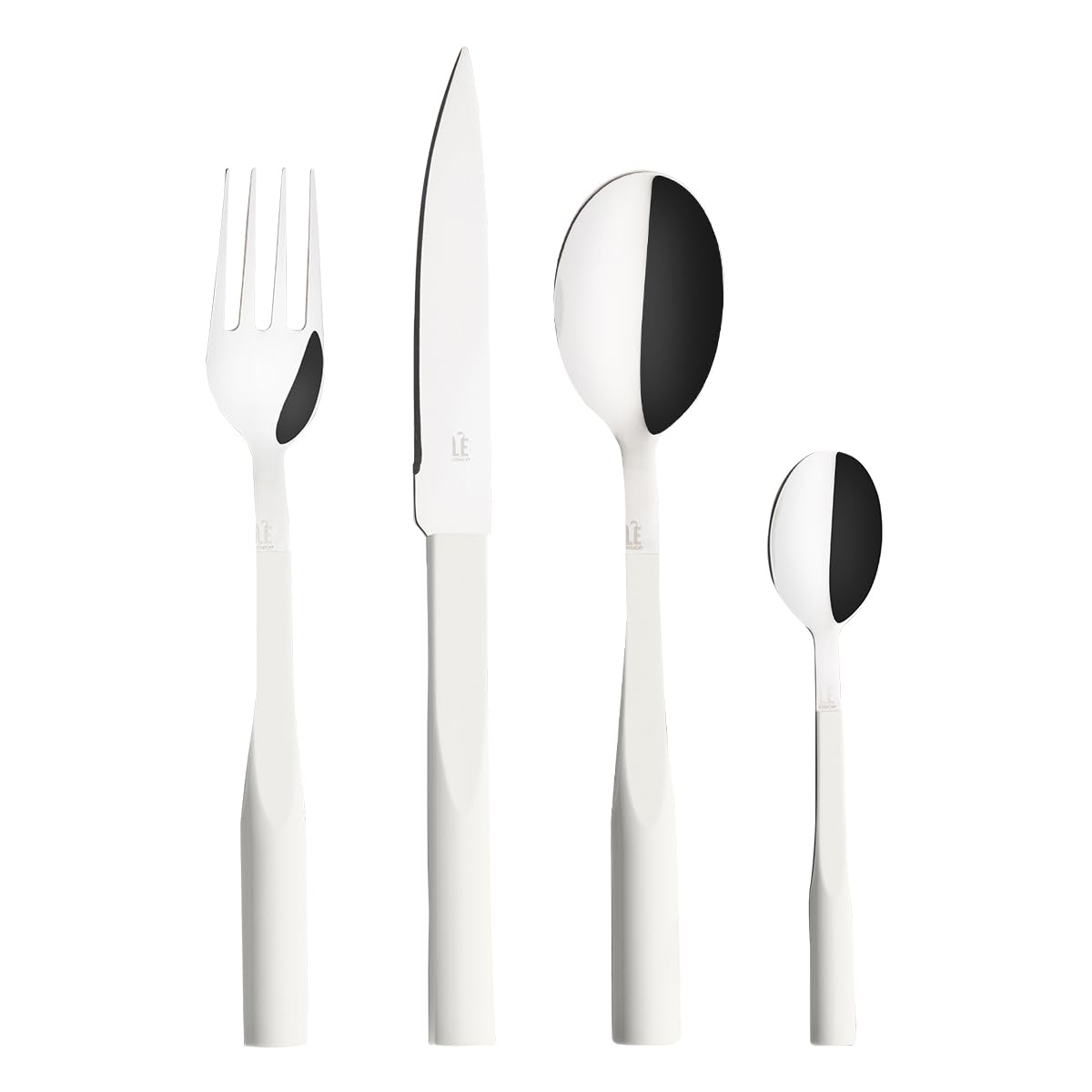 Guy Degrenne L'E Starck Ménagère 24 Couverts Manche Blanc