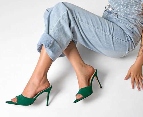 Image of TNYNFBEB Womens Stiletto High Heel Pointed Open Toe Sandals Mules Shoes Slingback Slip-on Prom Party Dress Summer 3.9 Inches Heels