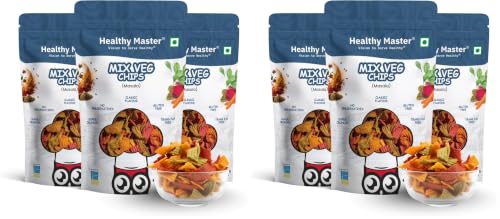 Image of Healthy Master Mix Vegetable Chips Combo 300g (100g Each) Pack of 6 | Light & Crispy | High Protein Chips | Gluten-Free | No Maida, No Palm Oil | Low-Calorie | Healthy Snacks for Adults & Kids