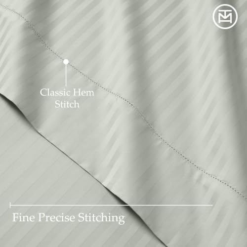 Image of Threadmill 600TC Cotton King Sheet Set, Sateen, Damask Stripe, Grey