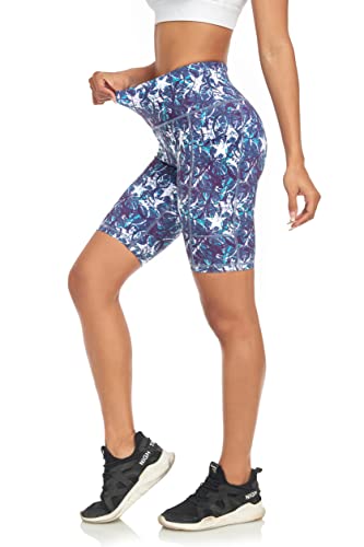 Raypose Athletic Workout Shorts For Women Summer High Waist Gym Biker Short Leggings With Pockets Plus Size Hiking Lounge 8" Purple Abstract-L #TOP6