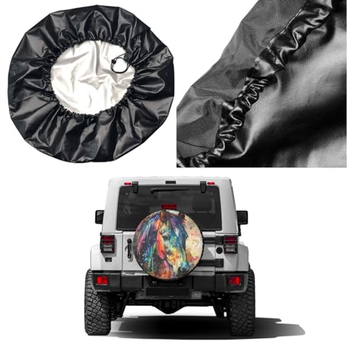 Image of Delerain Colorful Horse Watercolor Spare Tire Cover Wheel Protectors Sun Protector Waterproof for Trailer RV SUV Truck and Many Vehicle(16 Inch for Diameter 29 inch-31 inch)