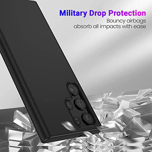 Image of LIRAMARK Liquid Silicone Soft Back Cover Case for Samsung Galaxy S22 Ultra (Black)