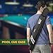 PEKREWS Pool Cue Case, Soft Pool Stick Case 1x1 Holds 1 Butt and 1 Shaft with Queue Zipper Pocket, Sturdy Polyester Billiard Cue Bag with Shoulder Strap Handle, Billiard Stick Bag for Men and Women